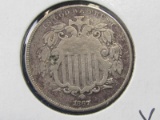 1867 Shield Nickel w/o Rays (XF)