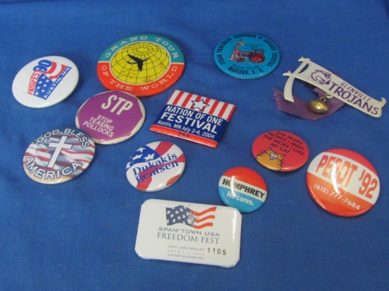 Variety of Pinbacks – Political – Threshing Shown – High School & Others