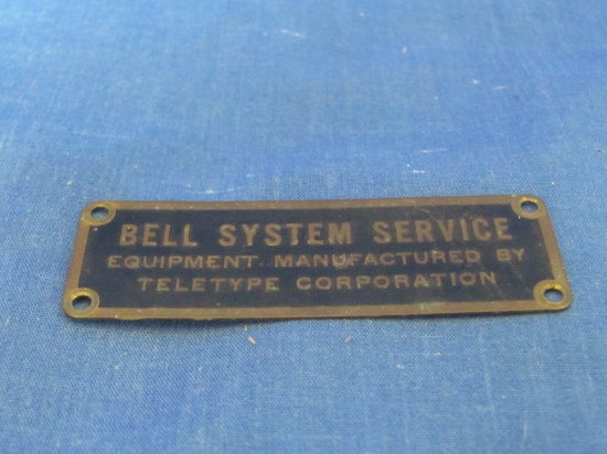 Bell System Service Telephone Brass Label Plate