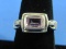 Sterling Silver Ring w Faceted Purple Stone – Size 7.25 – Weight is 5.9 grams