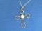 Sterling Cross Pendant w Light Blue Cabochon on 18” Sterling Chain – 2.8 grams