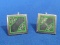 Sterling Silver Cufflinks – Engraved Design w Green – Made in Mexico – 10.6 grams