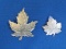 2 Sterling Silver Leaf Pins – 1 Engraved “Winnipeg” - 5.6 grams