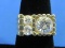 Gold over Sterling Ring with 3 White Stones – Size 6.75 – 9.0 grams