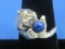 Sterling Silver Cat/Tiger w Blue Ball Ring – Size 7.75 – Weight is 5.3 grams