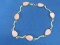 Sterling Silver Bracelet w Pink Teardrop Cabochons – 8” long – 6.8 grams