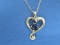 Sterling Heart Shaped Pendant w Blue Stone on 18” Sterling Chain – 5.3 grams