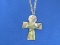 Abalone Shell Cross Pendant on 15” Sterling Chain – Chain weighs 9.2 grams