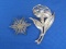 Sterling Flower Pin 2 1/2” long & unmarked Flower Pin – total weight is 12.6 grams