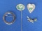 Mixed Lot of Sterling Silver Pins: Total weight is 11.1 grams