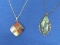 2 Pendants on Sterling Silver Chains – Fused Glass & Abalone – 16” & 18” chains