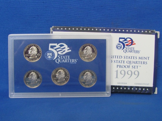 State Quarters Proof Set – 1999 S Delaware, Pennsylvania, New Jersey, Georgia, Connecticut