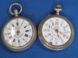 2 Roskopf Pocket Watches for Parts/Repair – 18s – No Crystals – 1 runs intermittently