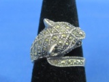 Marcasite Sterling Silver Tiger Ring – size 7 – Weight is 6.6 grams