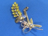 Vintage CORO Sterling Silver & Rhinestone Flower Pin – 3” long – 11.6 grams