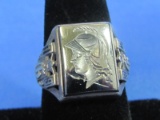 1937 High School Class Ring – Sterling Silver w Roman Soldier – Size 8 – Weighs 8.8 grams