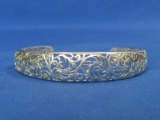 Sterling Silver Cuff Bracelet – Filigree Look – Weight is 12.9 grams