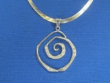 Sterling Spiral Pendant on 20” Sterling Herringbone Chain – Weight is 12.9 grams