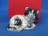 Enamel Cat/Kitten Trinket Box with Rhinestones – In Box – 2” long