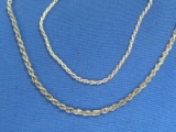 French Rope Chain Sterling Silver Necklace & Bracelet – 13.9 grams – Necklace is 24”