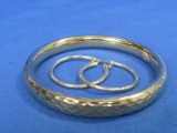 Gold over Sterling Bangle Bracelet & Hoop Earrings – 17.5 grams