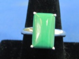 Sterling Silver Ring w Malachite Stone – Size 10 – Weight is 5.9 grams
