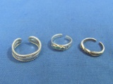 3 Sterling Silver Toe Rings – Total weight is 5.0 grams