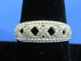 Sterling Silver Ring w Cut-out Diamonds – Size 9.25 – 2.9 grams