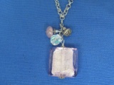 Pink Glass Pendant on 18” Sterling Chain – Total weight is 19.8 grams