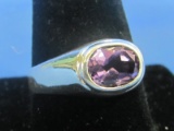 Sterling Silver Ring with Faceted Purple Stone – Size 11 – 5.3 grams