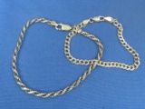 2 Sterling Silver Chain Bracelets: 6 3/4” & 8 1/8” - 11.6 grams