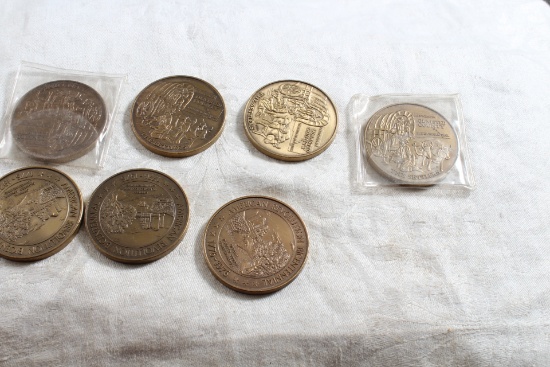7 American Revolution Bicentennial Olmsted County Settlers Brass Tokens