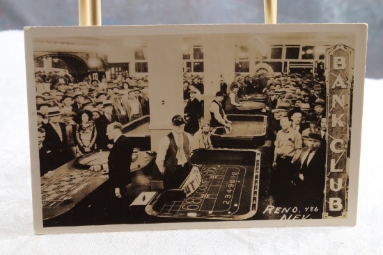 Antique RPPC of Bank Club Reno Nevada Casino Floor Activity 1940's?