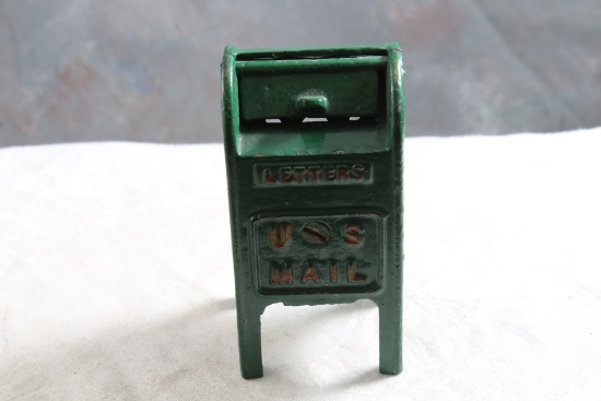 Vintage Cast Iron U.S. Mail Letter Box Bank 4" Tall