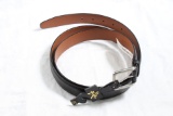 Men's Wearhouse Black Leather Belt Brass Buckle Size 50 New with Tag