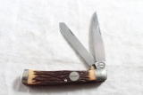 Remington Made in USA Bone Handled 2 Blade Trapper Folding Knife 7 3/4