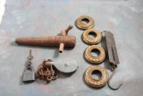 Wood Bung Valve Beer Keg, Brass Collars for Lamps, Metal Pulley, Spring Scale