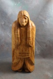 1999 J. Larson Signed Large Native American Indian Wood Carving 15