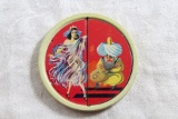 Vintage Unique Pocket Mirror with Genie & Semi-Nude Belly Dancer Flip Top