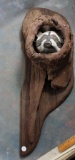 Large Wood Carving of Racoon Peering Out of a Log This Piece is Unsigned