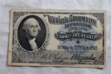 1893 World's Columbian Exposition Admission Ticket Bank Note George Washington