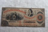 1861 Augusta Insurance & Banking Company $1 Note Civil War