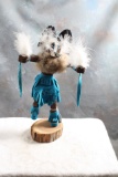 Artist Signed Badger Native American Warrior Wood Sculpture