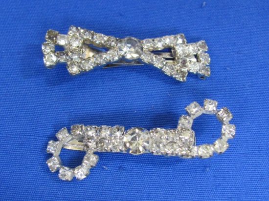2 Rhinestone Hair Clips made in Japan – About 2 1/4” long
