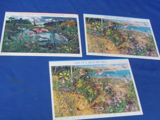 US Stamps – Full Sheets Florida Wetland; Great Lakes– Unused – Face Value $24.60