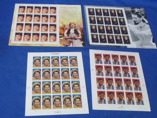 US Stamps – Full Sheets Judy Garland, Bette Davis, Ella Fitzgerald, Hattie Mc Daniel