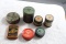 7 Antique Advertising Tins Jefferson Union Fuses, Zinc Oxide, Counting House