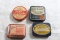 4 Antique Advertising Miniature Tins Blackstone's Quinine, Derma Medicone,