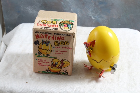 Early 1960's Mikuni Japan Automatic Mechanical Hatching Egg Toy in Original Box