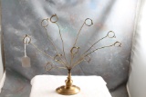Peacock Shaped Postcard/Photo Wire Holder Holds 10 Gold Color